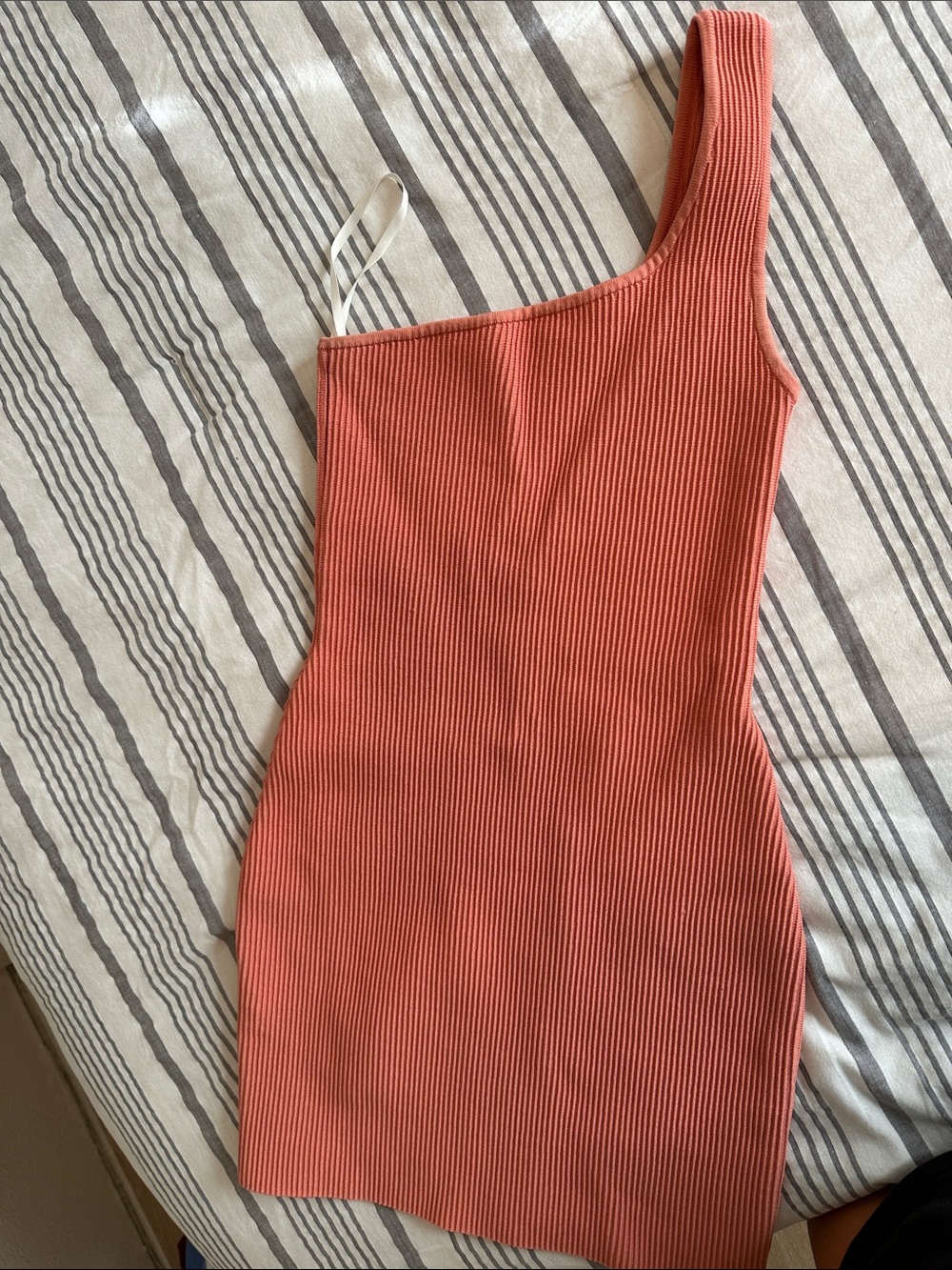 Aritzia Babaton Sculpt Knit One-Shoulder Bodycon Dress Mini Dress Coral XS